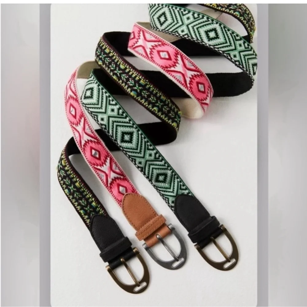 Free People Moving to Mars Handmade Belt Green XS/S